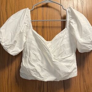 J. Crew White Puff Sleeve Blouse